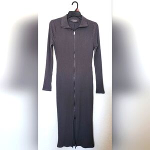 Primark NWT Women's Grey Ribbed Zip-Up Dress.  Size S
